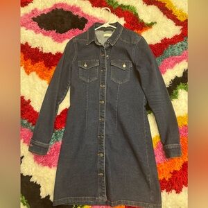 Long sleeve denim dress.